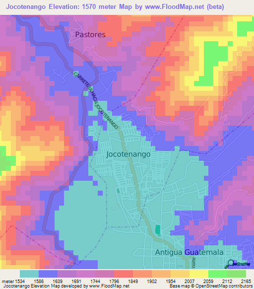 Jocotenango,Guatemala Elevation Map