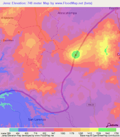 Jerez,Guatemala Elevation Map