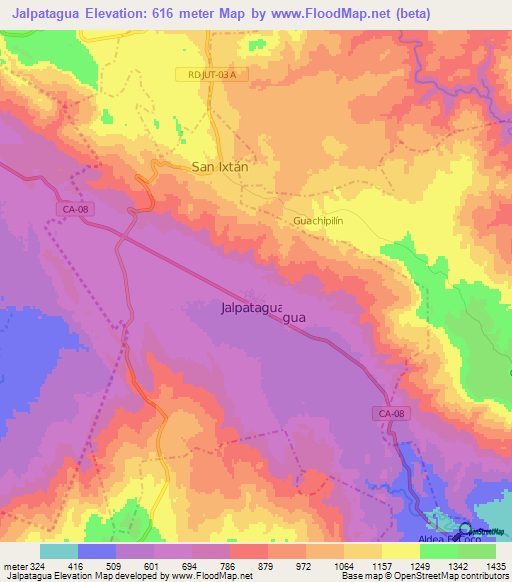 Jalpatagua,Guatemala Elevation Map