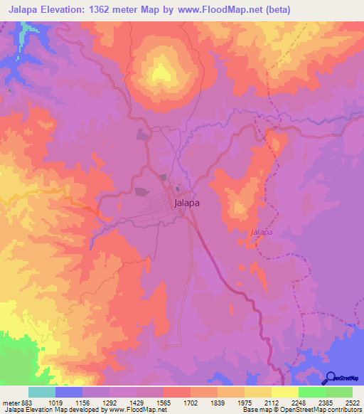 Jalapa,Guatemala Elevation Map