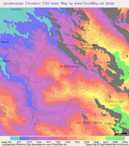 Jacaltenango,Guatemala Elevation Map