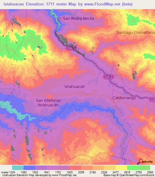 Ixtahuacan,Guatemala Elevation Map