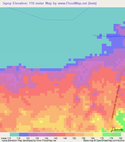 Ixpop,Guatemala Elevation Map