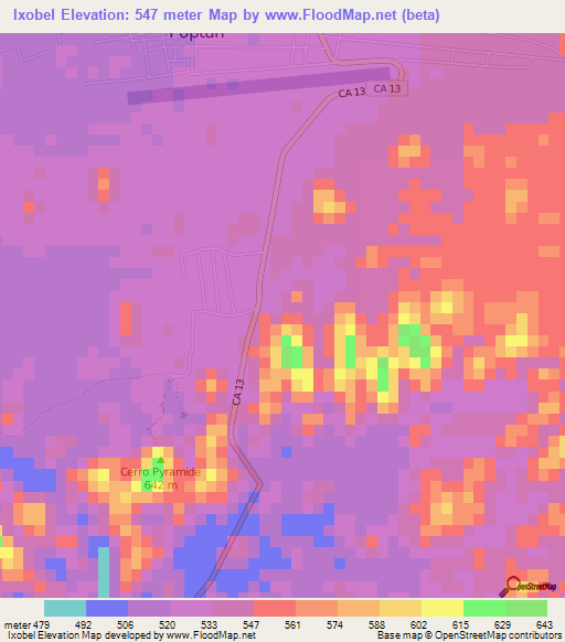 Ixobel,Guatemala Elevation Map