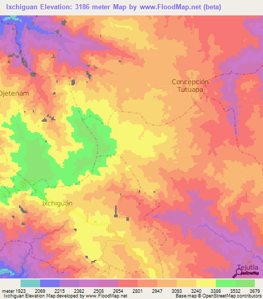 Ixchiguan,Guatemala Elevation Map