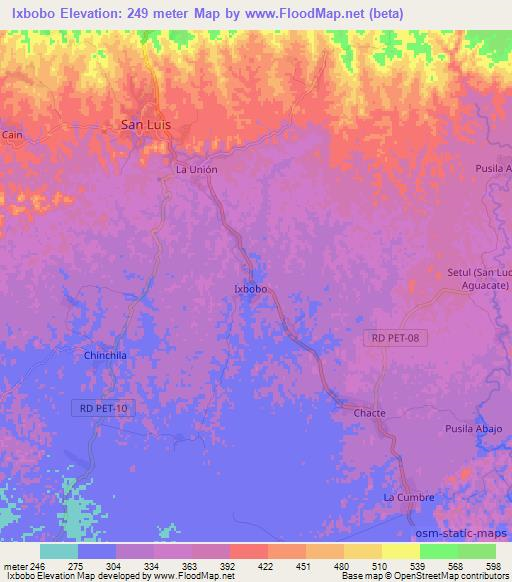 Ixbobo,Guatemala Elevation Map