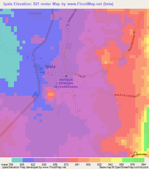 Ipala,Guatemala Elevation Map