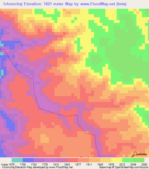 Ichomchaj,Guatemala Elevation Map