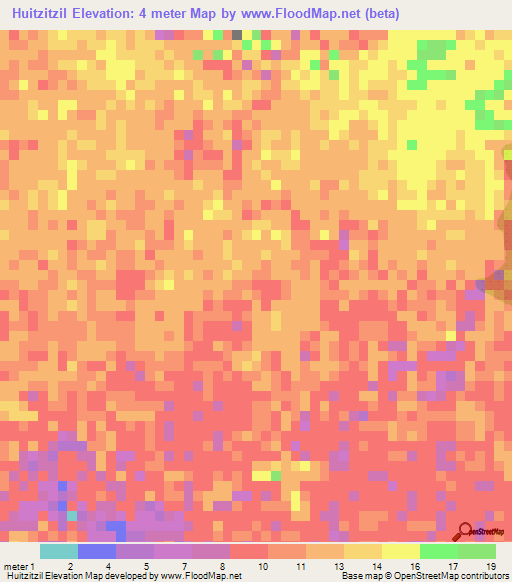 Huitzitzil,Guatemala Elevation Map