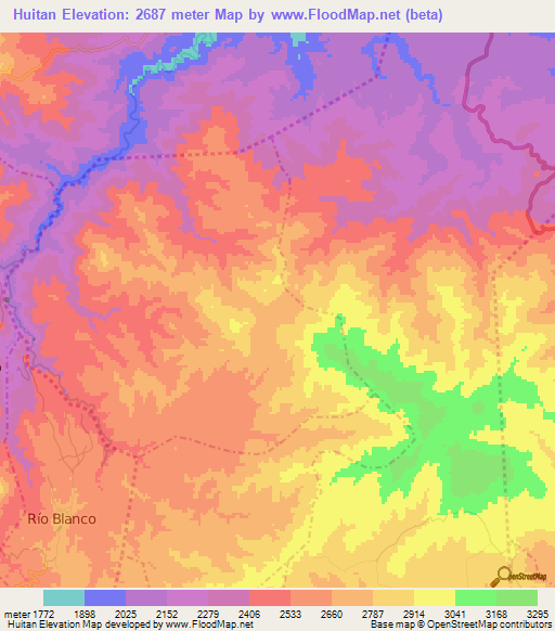 Huitan,Guatemala Elevation Map