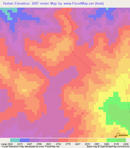 Huitan,Guatemala Elevation Map