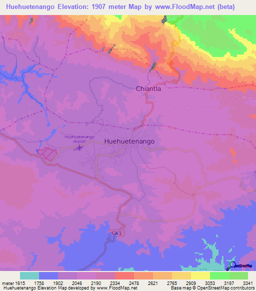 Huehuetenango,Guatemala Elevation Map