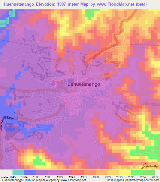 Huehuetenango,Guatemala Elevation Map