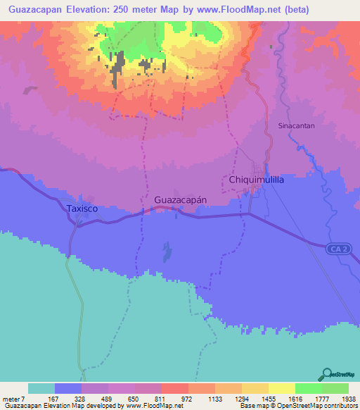 Guazacapan,Guatemala Elevation Map