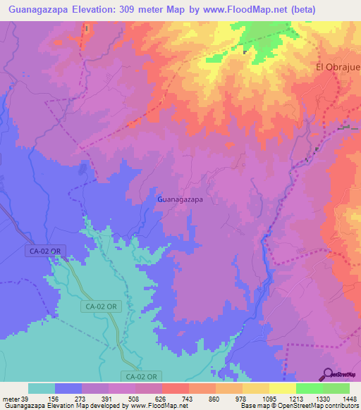 Guanagazapa,Guatemala Elevation Map