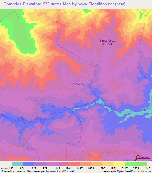 Granados,Guatemala Elevation Map