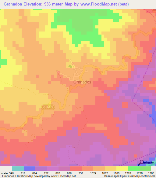 Granados,Guatemala Elevation Map