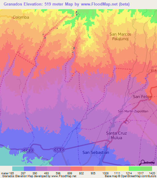 Granados,Guatemala Elevation Map