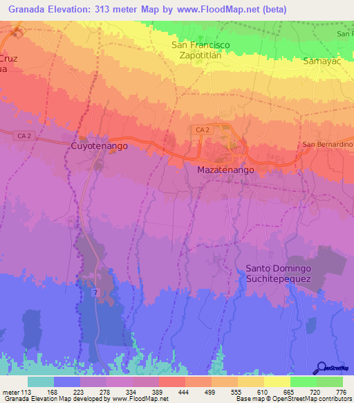 Granada,Guatemala Elevation Map