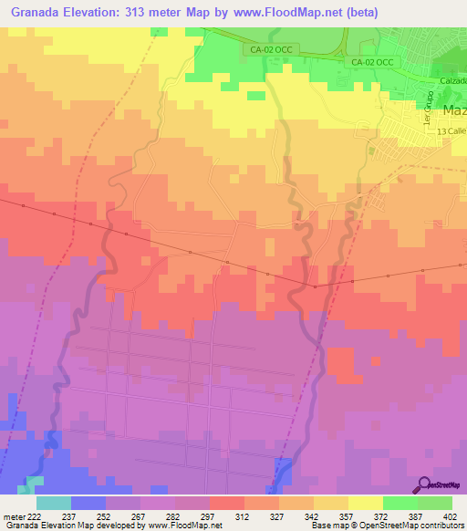 Granada,Guatemala Elevation Map