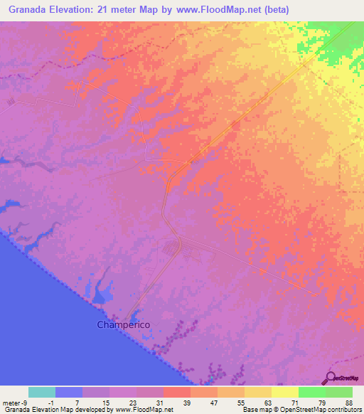 Granada,Guatemala Elevation Map