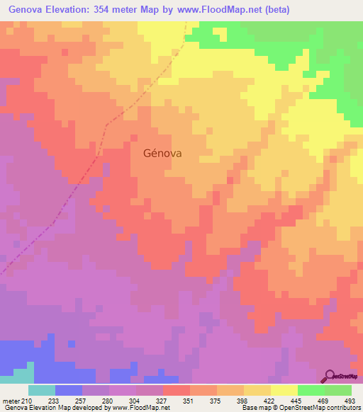 Genova,Guatemala Elevation Map