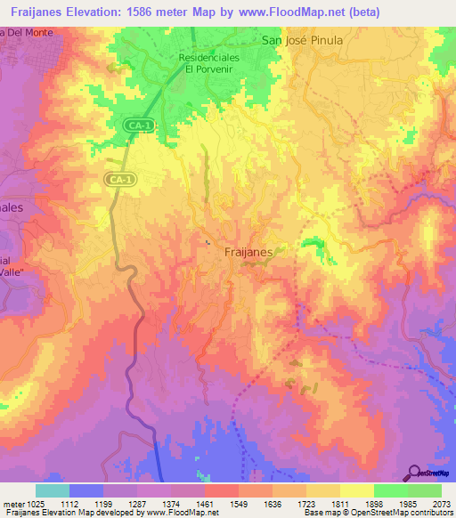 Fraijanes,Guatemala Elevation Map