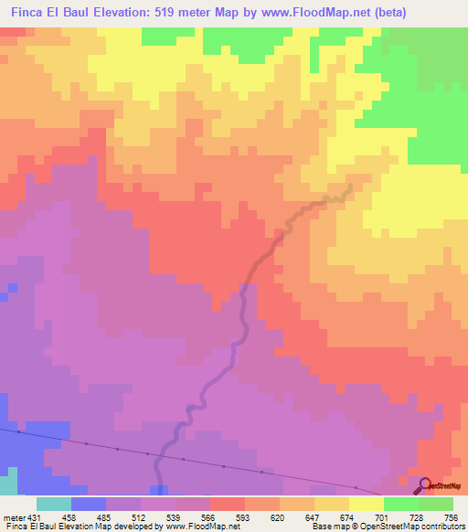 Finca El Baul,Guatemala Elevation Map