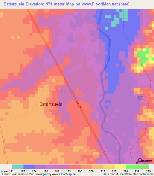 Estanzuela,Guatemala Elevation Map