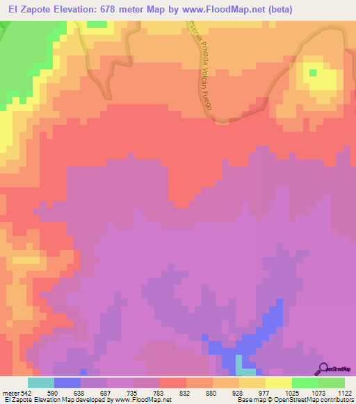 El Zapote,Guatemala Elevation Map