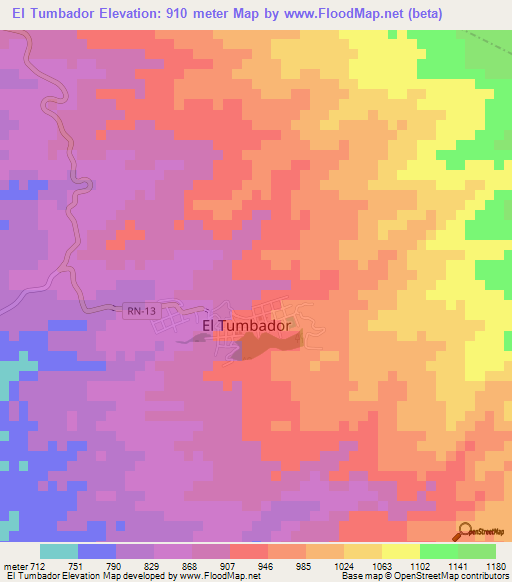 El Tumbador,Guatemala Elevation Map