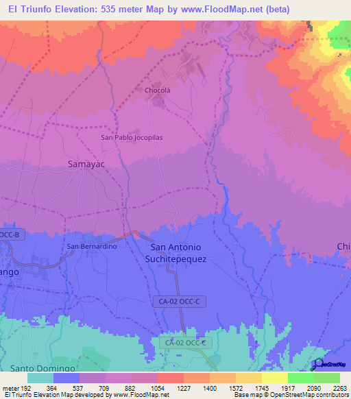 El Triunfo,Guatemala Elevation Map