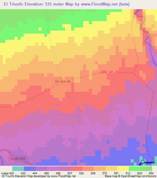 El Triunfo,Guatemala Elevation Map