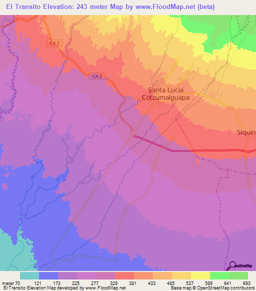 El Transito,Guatemala Elevation Map