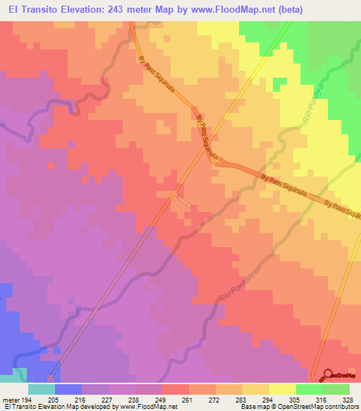 El Transito,Guatemala Elevation Map