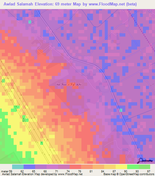 Awlad Salamah,Egypt Elevation Map