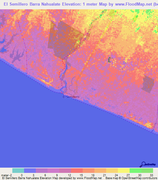 El Semillero Barra Nahualate,Guatemala Elevation Map