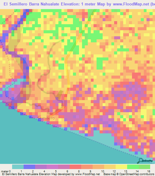 El Semillero Barra Nahualate,Guatemala Elevation Map