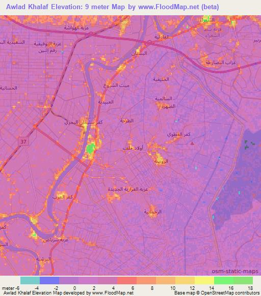 Awlad Khalaf,Egypt Elevation Map