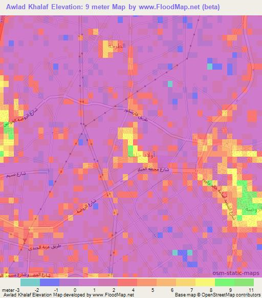 Awlad Khalaf,Egypt Elevation Map