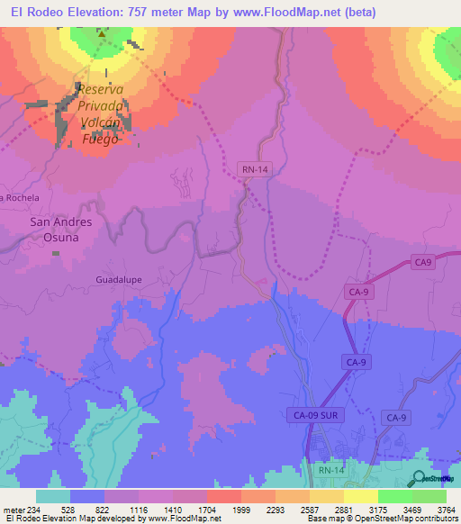 El Rodeo,Guatemala Elevation Map