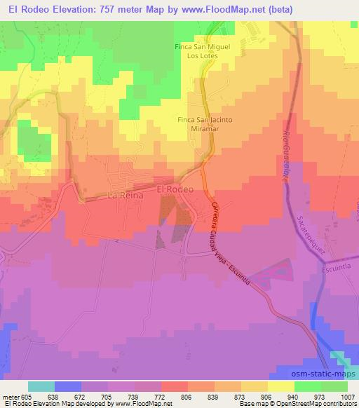 El Rodeo,Guatemala Elevation Map