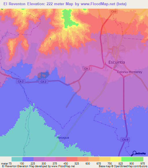 El Reventon,Guatemala Elevation Map