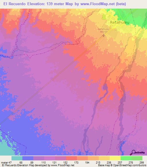 El Recuerdo,Guatemala Elevation Map