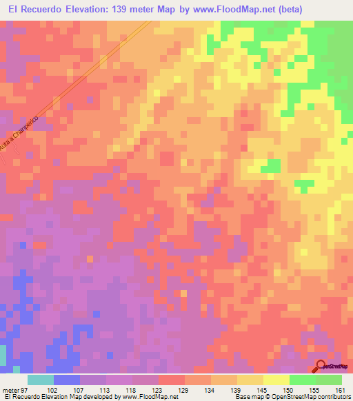 El Recuerdo,Guatemala Elevation Map