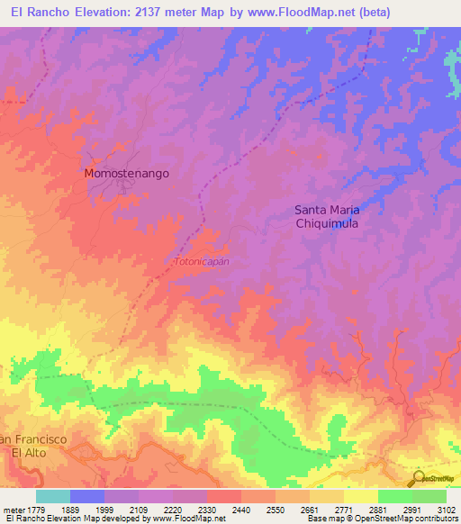 El Rancho,Guatemala Elevation Map