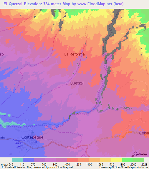 El Quetzal,Guatemala Elevation Map