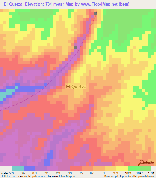 El Quetzal,Guatemala Elevation Map