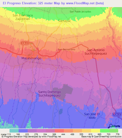 El Progreso,Guatemala Elevation Map