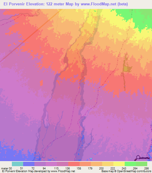 El Porvenir,Guatemala Elevation Map